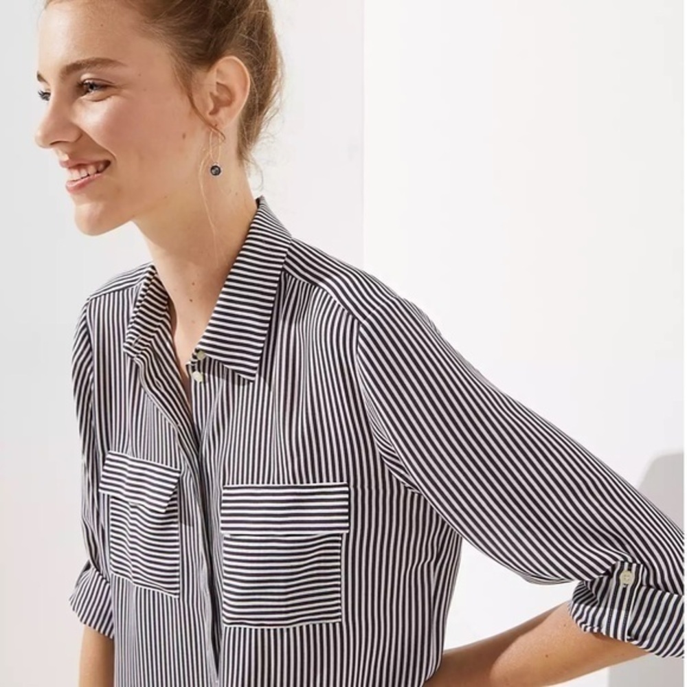 Loft Mixed Stripe Utility Blouse